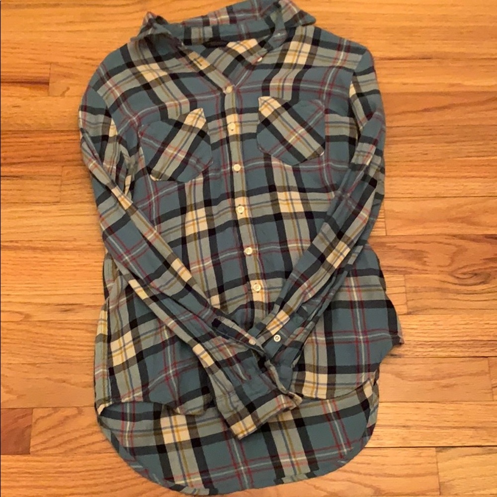Areopostale Grenn, red, white and yellow flannel